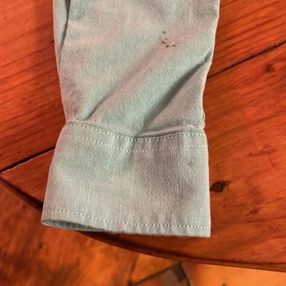 Small Old Navy teal green button down long sleeve pockets casual dress shirt top - Picture 6 of 10